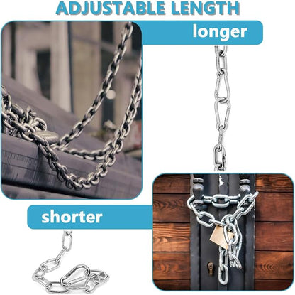 Heavy Duty Stainless Steel Chain, Hanging Safety Link Chain Fitness Chain Weight Lifting Chains with Carabiners for Home Gym Hammock Swing Hanging Chair Punching Bags