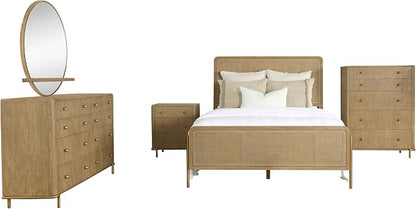 Coaster Home Furnishings Arini Coastal 5-Piece Bedroom Set Natural Cane Eastern King Size Panel Bed Frame 56-inch Headboard Sand Wash and Natural Cane 224300KE-S5