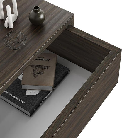 Mobili Fiver, Riccardo Wall Bedside Table, Dark Walnut, 17.7" x 9.8" x 6.1 ", Melamine-Finished, Modern Bedside Table, End Table, Italian Furniture