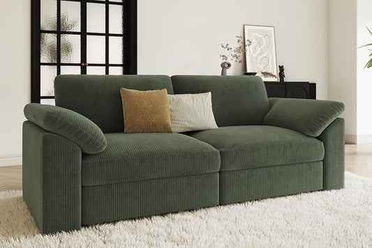 EASE MOOSE Oversized 2 Seat Couch,Comfty Modern Deep Seat Sectional Modular for Living Room,Green
