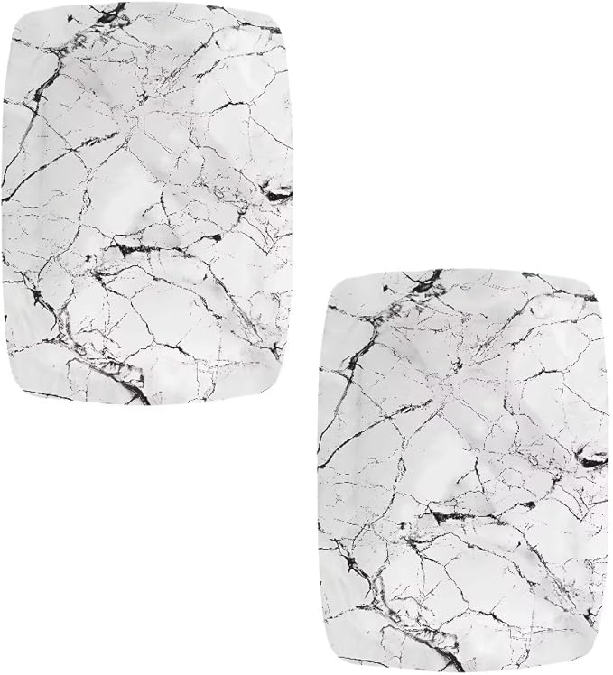 Marble Print Stool Seat Covers Rectangle 2 Pack Stretch Bench Covers Rectangular Soft Rectangle Bar Stool Cover Washable Counter Stools Slipcover Saddle Seat Cover