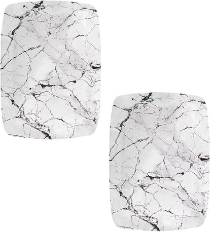 Marble Print Stool Seat Covers Rectangle 2 Pack Stretch Bench Covers Rectangular Soft Rectangle Bar Stool Cover Washable Counter Stools Slipcover Saddle Seat Cover