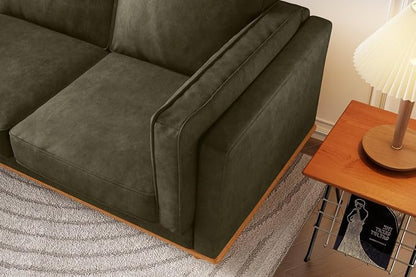 Valencia Artisan Full Leather Loveseat Sofa 66” - Pure Full Italian Nappa Leather Couch, Solid Wood Accent, Ultimate Comfort, Dark Green