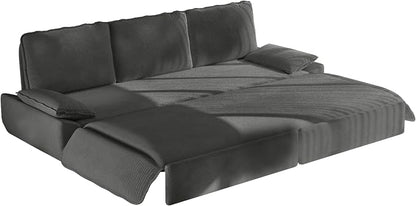 ERYE King Foldable Sleeper Sofa,Oversized 3-in-1 Convertible Pull Out Sleeper Sofabed W/Pillow Armrests,3 Seat Couch Space Saving Sleeper Sofa Bed for Living Room Bedroom