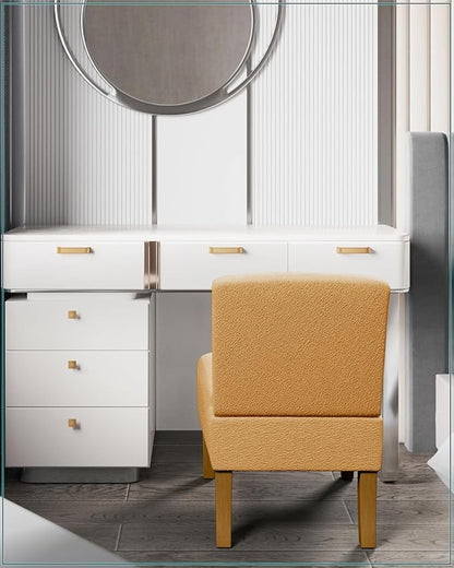 VIRRMO Armless Accent Chairs for Living Room, Modern Slipper Chair Living Room Chairs with Solid Wood Legs, Makeup Vanity Chair Fabric Comfy Upholstered Arm Chair Accent Chair Side Chair, Yellow