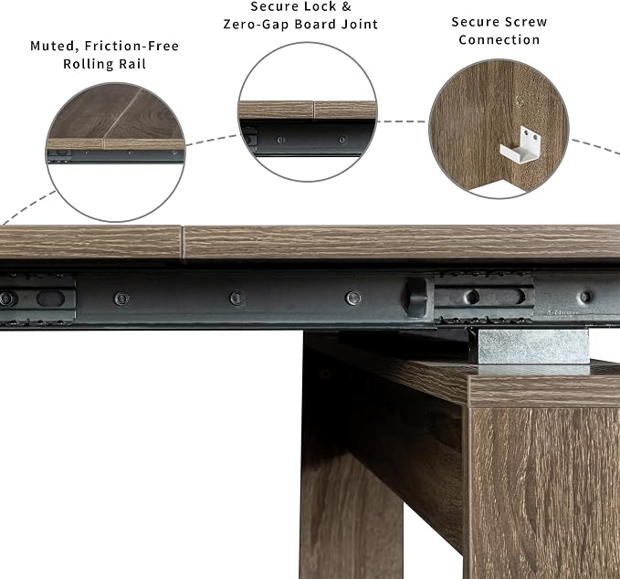 Transformer Extendable Dining Table for 2-12 People, Space Saving, Grey