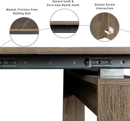 Transformer Extendable Dining Table for 2-12 People, Space Saving, Grey