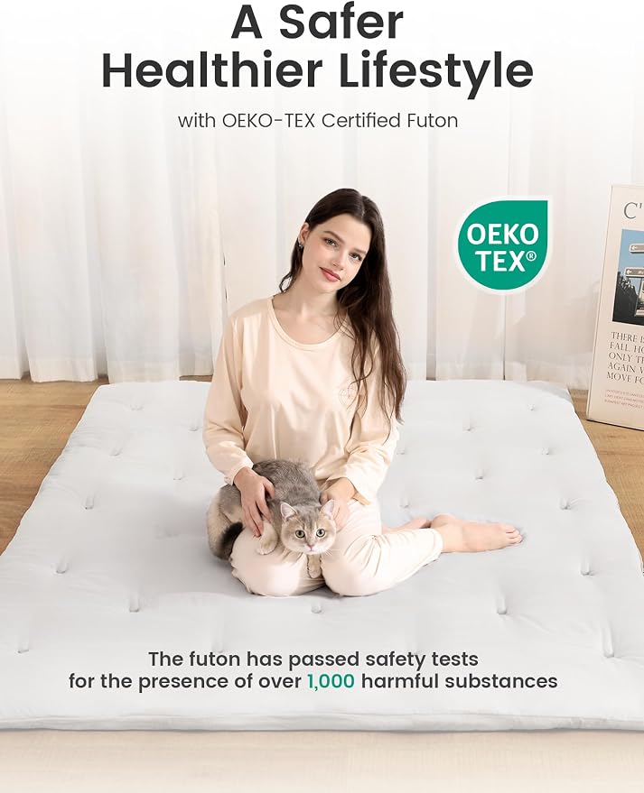 Syrinx Water Resistant Japanese Futon Mattress, Twin Size 75"x39", 2.5 Inch Thick Japanese Floor Mattress Tatami Mat, Foldable Floor Bed Sleeping Pad for Dormitory Guest Room Camping