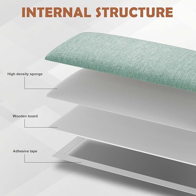IFNOW Upholstered Wall Mounted Headboard, 3D Soundproof Wall Panels Peel and Stick for King Size, Reusable and Removable Tufted Bed Headboard in Grass Green (12 Panels, 10" x 24")