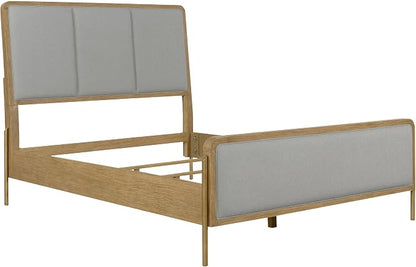 Coaster Home Furnishings Arini Coastal 5-Piece Bedroom Set Fabric Upholstered Eastern King Size Panel Bed Frame 56-inch Headboard Sand Wash and Grey 224301KE-S5