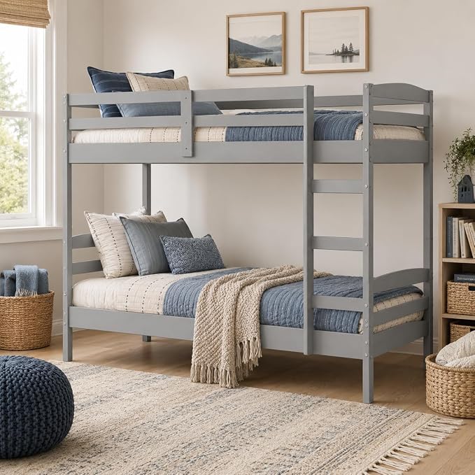 From the Tree Furniture Twin Over Twin Bunk Bed for Kids — Solid Pine Wood with Full-Length Safety Rails & Hang-On Ladder — 220 lbs Per Bunk · ASTM F1427 + 16 CFR 1213 Certified — Space-Saving Design