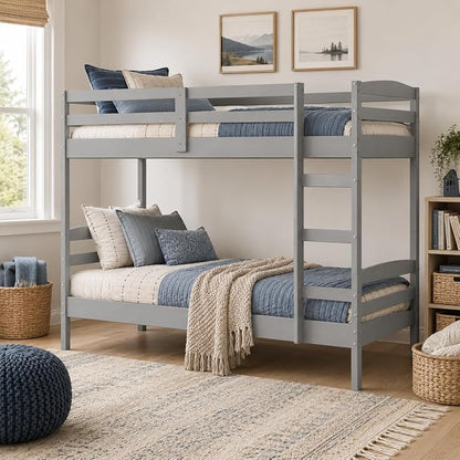 From the Tree Furniture Twin Over Twin Bunk Bed for Kids — Solid Pine Wood with Full-Length Safety Rails & Hang-On Ladder — 220 lbs Per Bunk · ASTM F1427 + 16 CFR 1213 Certified — Space-Saving Design