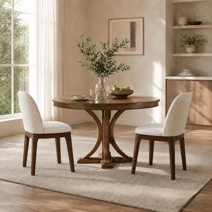 MALOL Wooden Dining Chairs Set of 2, Upholstered Kitchen & Dining Room Chairs with Thickened Wooden Legs, Farmhouse Side Chairs, Beige
