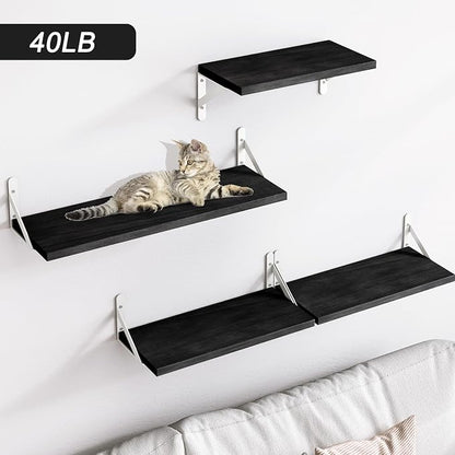 YGEOMER Floating Shelves for Wall, Different Sizes Black Wall Shelves for Living Room, Bathroom, Bedroom, Kitchen, Home Decor (Set of 4)