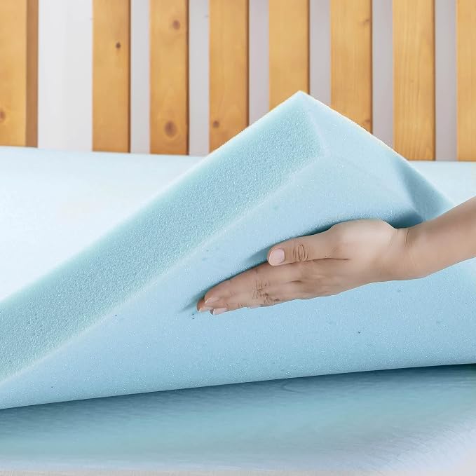 Best Price Mattress 3 Inch Ventilated Memory Foam Mattress Topper, Cooling Gel Infusion, CertiPUR-US Certified, Cal King, Dorm Essentials, Blue