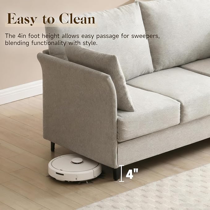 Mid Century Modern Sofa 3 Seat Couch 65.35" W Deep Seat Sofa for Living Room, 3 Person Seater Fabric Couch Sofa Comfy Sleeper Sofa for Apartment Bedroom