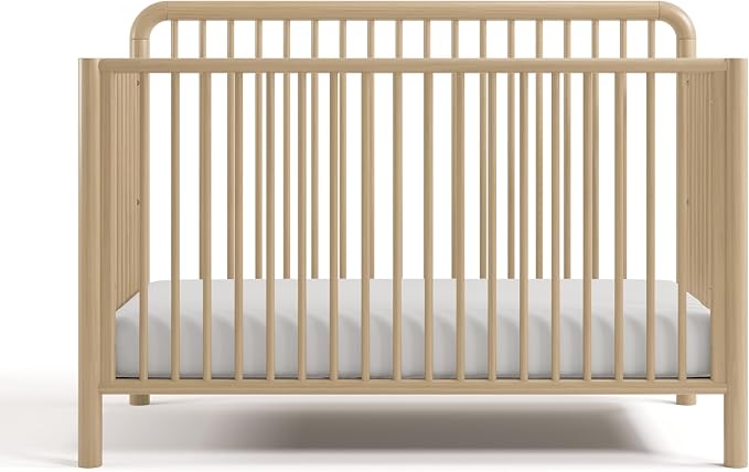 Storkcraft Porto 5-in-1 Convertible Crib with Bonus Guardrail & Storkcraft 6-Inch Grow-with Me Premium Waterproof Dual-Sided Baby Crib & Toddler Bed Mattress (Driftwood) – GREENGUARD Gold Certified