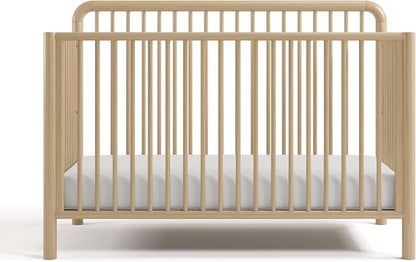 Storkcraft Porto 5-in-1 Convertible Crib with Bonus Guardrail & Storkcraft 6-Inch Grow-with Me Premium Waterproof Dual-Sided Baby Crib & Toddler Bed Mattress (Driftwood) – GREENGUARD Gold Certified
