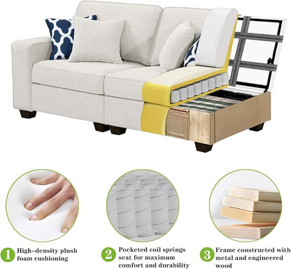 Legend Vansen Oversized Modular Sectional Sofa,U/L‑Shaped Reversible Couch with Ottoman,Deep Seat Plush Polyester Sofa for Living Room,8‑Seater,Cream