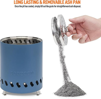 Portable Table Top Fire Pit with Stand, 5.5" Stainless Steel Mini Outdoor Low Smoke Burning Tabletop Firepit Fueled by Pellets or Wood, for Outside Camping Blue