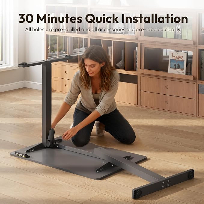 Electric Standing Desk,32x24 Inches Adjustable Height Stand up Desk, Sit Stand Home Office Desk with Splice Board, 3 Preset Heights,Equipped with Hooks,Ergonomic Computer Desk Workstation，Black