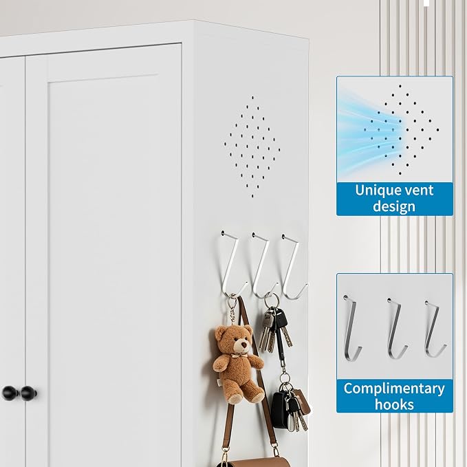 48" H White Steel Pantry Storage Cabinet with 3 Adjustable Shelves | 4-Tier Tall Metal Cabinets for Kitchen, Living Room, Garage, Heavy Duty Freestanding Utility Cabinet, Assembly Required