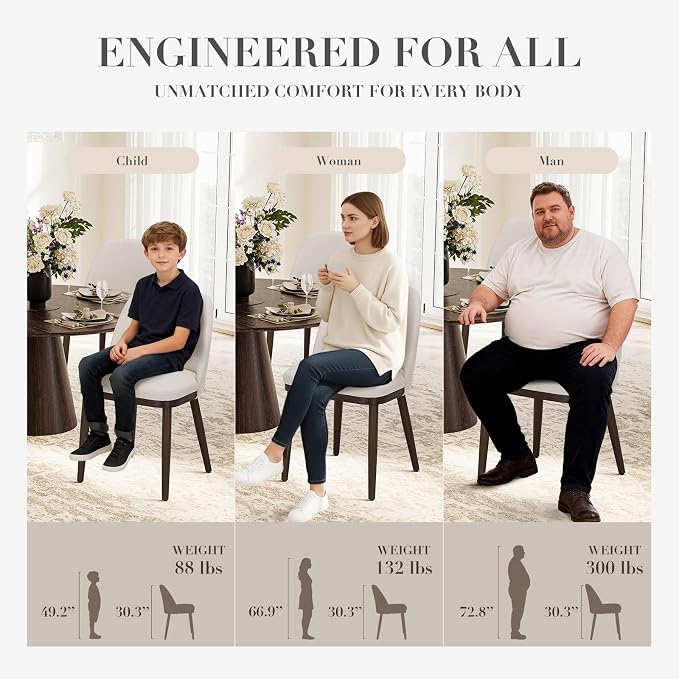 COLAMY Upholstered Dining Chairs Set of 6, Modern Kitchen Chairs with Back, Fabric Side Chair with Wood Legs for Dining Room Kitchen Restaurant, Beige