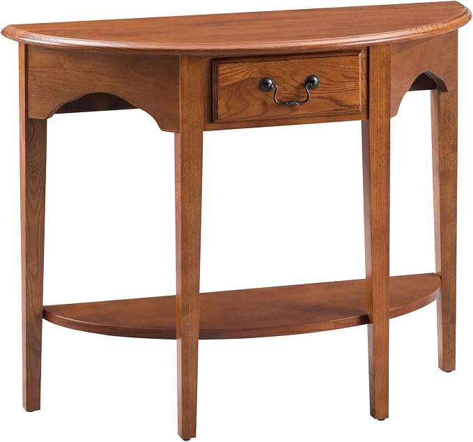 Leick Home Salem Console Table, Solid Wood, with Drawer and Shelf, for Entryways, Hallways, and Living Rooms, Medium Oak, 9036-MED