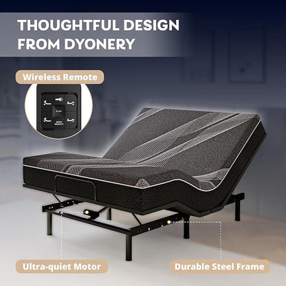 Dyonery Split King Adjustable Bed Frame with 10 inch Gel Memory Foam Mattress, CertiPUR-US Certified Fiberglass Free, Zero Gravity & Wireless Remote, Head & Foot Incline, 80"×76"