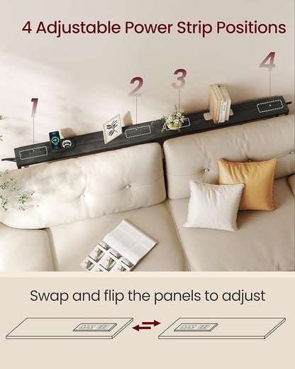 VASAGLE Narrow Console Table with Power Outlet, Behind Couch Sofa Tables, Easy Assembly, for Entryway, Living Room, 5.9 x 78.7 x 31.5 inches, Charcoal Gray and Ink Black, BARNET Collection ULNT077B201