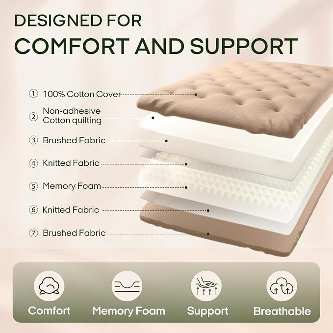 ZonLi Japanese Floor Futon Mattress Twin Size 39"x 75",100% Cotton Cover 6'' Thicken Tatami Mattress,Foldable Sleeping Pad,Portable Dormitory Tatami Mat,Roll Up Floor Lounger Bed for Adult (Khaki)