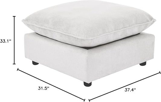 Iroomy Modular Sectional Sofa, Oversized Cloud Couch - Ottoman - White | Premium Chenille