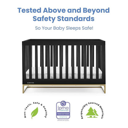Delta Children Jade 4-in-1 Convertible Crib - Greenguard Gold Certified, Ebony/Bronze