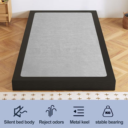 Box Spring, Metal Frame Mattress Foundation with Fabric Cover, Easy Assembly, Noise-Free (5 Inch, Twin)