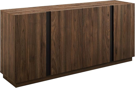 Walker Edison Liss Contemporary 4-Door Minimalist Sideboard 70 Inch Dark Walnut