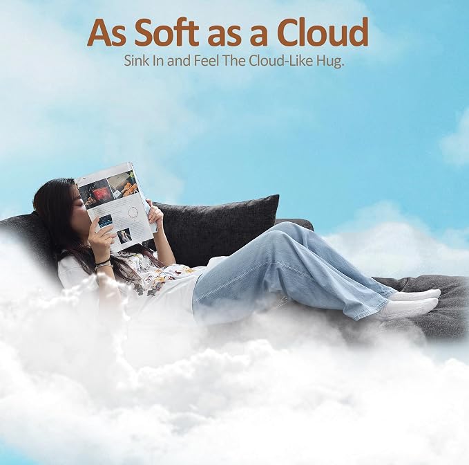 83''Cloud Boneless Sectional Couch, Modular Sectional Sofa Deep Seat, Upholstered Convertible Comfy Loveseat Chenille Memory Foam Sofa Couches for Living Room, Dark