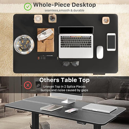 JOY worker Small Electric Standing Desk, 35" x 20" Whole Piece Height Adjustable Desk with Memory Controller, Black Sit to Stand Desk Workstation for Home Office