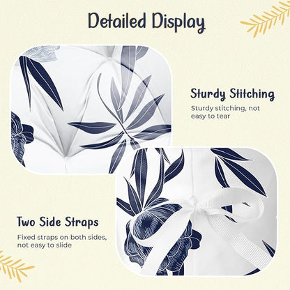 Double Egg Chair Cushion Replacement Waterproof for Outdoor Patio Hanging Basket Egg Chairs, 59x43-Inch Thickened 100% Cotton Large Double Eggs Swing Chair Cushions, Blue Enchantress