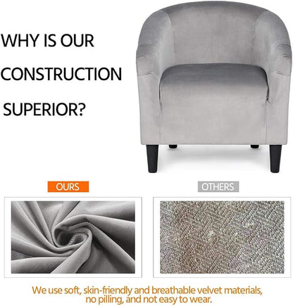 Topeakmart Velvet Accent Chair, Modern Club Chair Upholstered Armchair with Solid Legs Comfy Sofa Chair for Living Room/Bedroom/Waiting Room, Grey