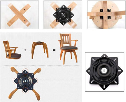Fasmov 7" Heavy Duty Bar Stool Swivel Replacement Seat Swivel Base Bar Stool Swivel Plate, Black