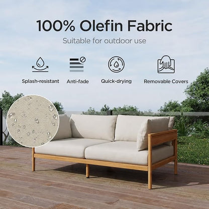 Acanva Vento Patio Outdoor Lounge Chair | All-Weather Aluminium Frame, Water-Resistant Olefin Cushions, Patio Conversation Sets for Backyard, Garden, Porch