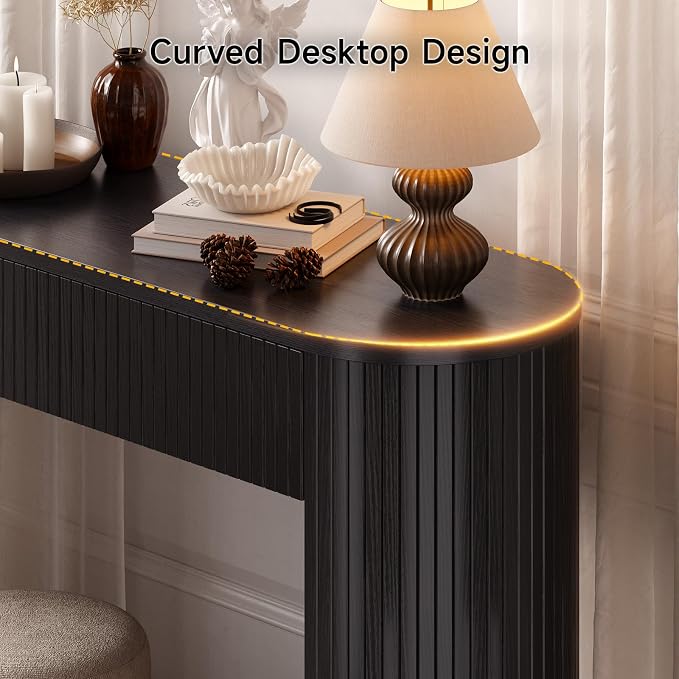 ONBRILL 55 Inch Console Table with 2 Drawers, Entryway Tables with Storage, Sofa Table Behind The Couch, Hallway Tables, Black
