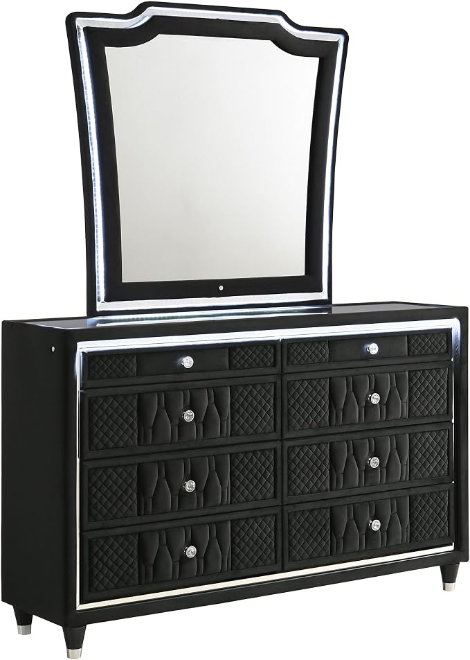 Coaster Home Furnishings Lorient 8-Drawer LED Dresser with Mirror Black 223163M