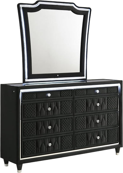 Coaster Home Furnishings Lorient 8-Drawer LED Dresser with Mirror Black 223163M