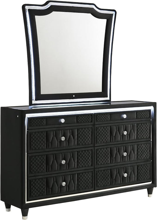 Coaster Home Furnishings Lorient 8-Drawer LED Dresser with Mirror Black 223163M