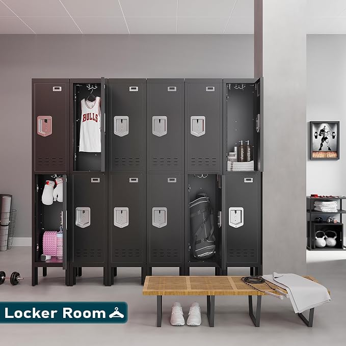BUTISOW Metal Lockers - 66" Height Steel Lockers for Employees with Door Storage Locker with Card Slot for Employees Gym School Home Office Garage - Assembly Required