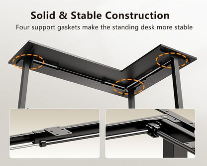 Casaottima 71 Inch Reversible Electric L Shaped Standing Desk, Height Adjustable Corner Stand up Desk, Ergonomic Large Lift Table for Home, Office, Workstation, Reception Room, Black
