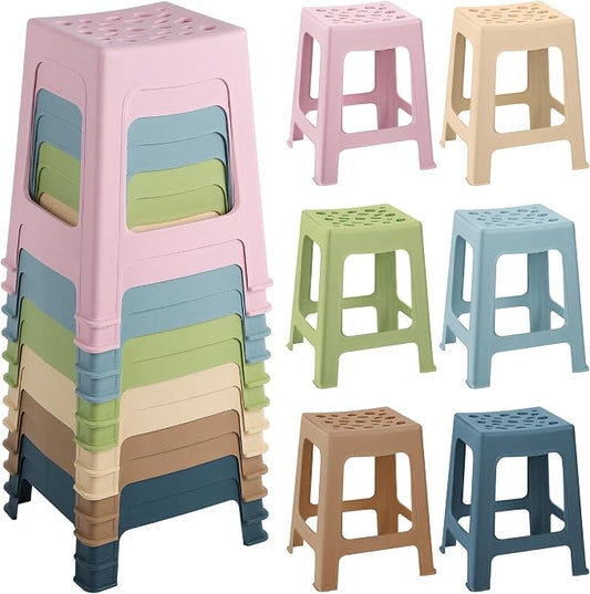 TURSTIN 12 Pack Plastic Stools 16.9 Inch Nesting Stools Bohemia 6 Color Portable Backless Bar Stool Flexible Seating Chairs for Back-to-School Season Classroom Office Home