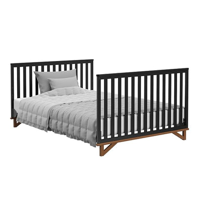 Storkcraft Santa Monica 5-in-1 Convertible Crib (Black with Vintage Driftwood) – GREENGUARD Gold Certified, Modern Design, Two-Tone Baby Crib, Converts to Toddler Bed, Daybed and Full-Size Bed