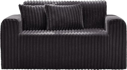 Hobestluk Couch Sofa 2-Seater Foam Sofa Loveseat for Small Spaces Comfy Sofas with Removable Cover Furry Couch with Pillows for Living Room, Bedroom, Apartment, Office (Dark Grey, Loveseat)